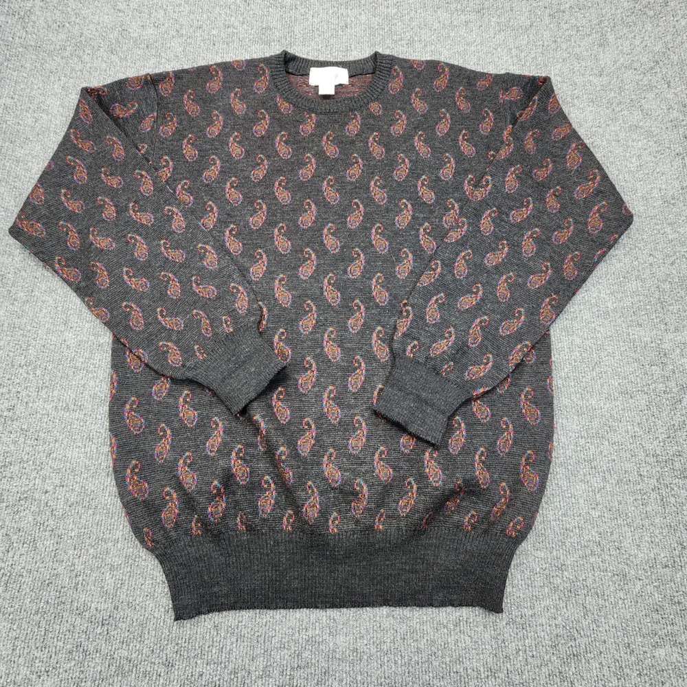 Tricots St. Raphael Sweater Mens Large (Measured) Pure Wool Paisley Vintage Knit